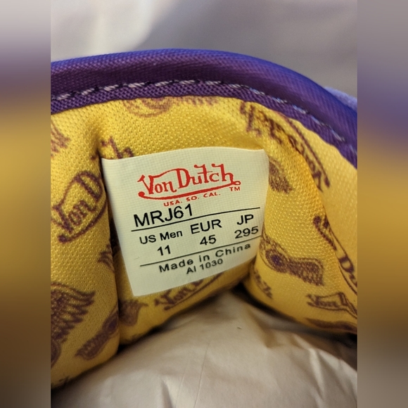 RARE Von Dutch LAKERS Purple Vintage VELVET Sneakers Lakeshow NBA HOLIDAY Gift - Picture 8 of 12